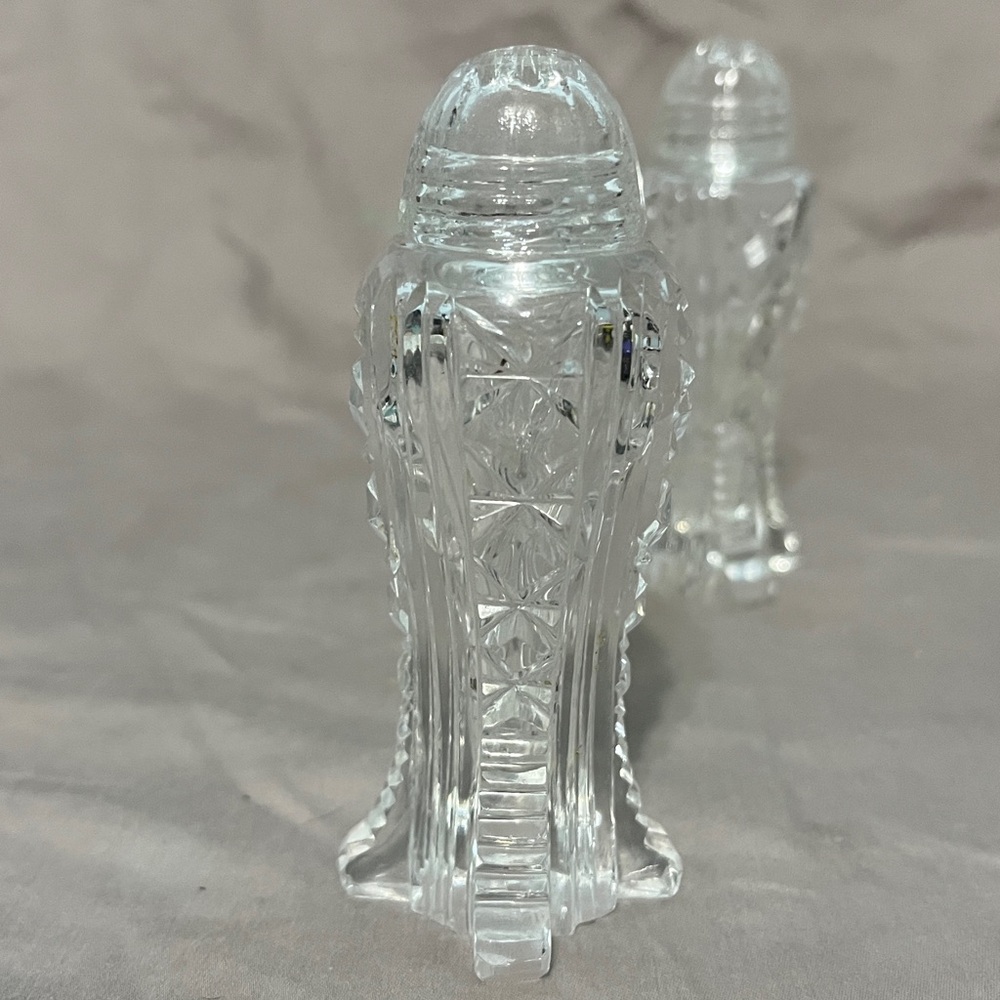 VTG Art Deco Style Bohemia Glass Crystal Salt And Pepper Shaker - Picture 6 of 6